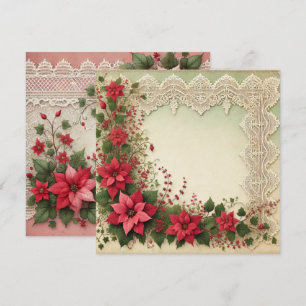 Printable Vintage Lace Poinsettia Frame Scrapbook Invitation