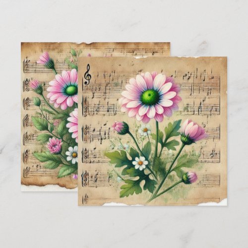 Printable Vintage Pink & Green Daisies Scrapbook Invitation