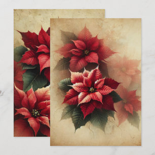 Printable Vintage Watercolor Poinsettia Parchment Invitation