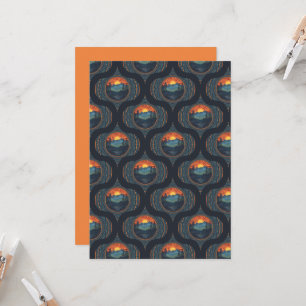 Printable Vintage Wilderness Sunset Mandala Ogee Invitation