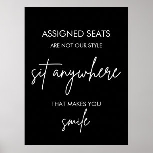 Printable Wedding No Assigned Seats Sign Black