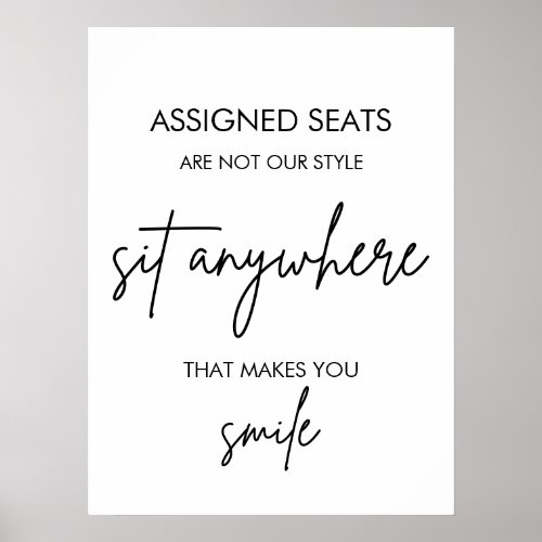 Printable Wedding Sign No Assigned Seats