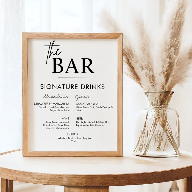 Printable Wedding Sign Signature Drinks Bar Menu (Custom wedding bar sign, signature drinks sign)