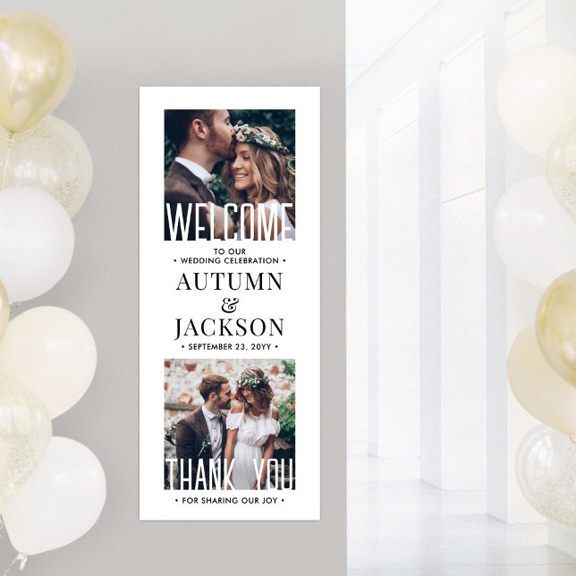 Printable Wedding Welcome Stylish Minimal 2 Photo Poster (Creator Uploaded)