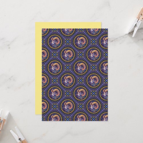 Printable Whimsical Aries Astrology Mandala Tile Invitation