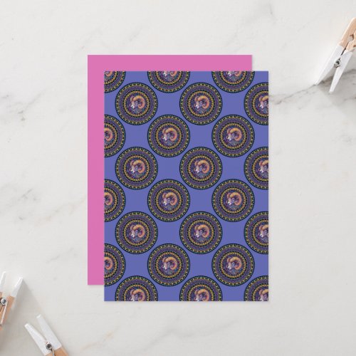 Printable Whimsical Aries Zodiac Polka Dot Mandala Invitation