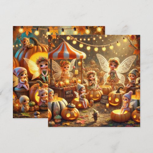 Printable Whimsical Autumn Fairy Market Scrapbook Invitation