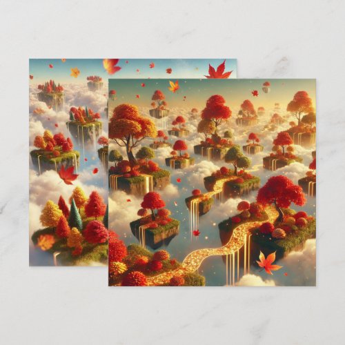 Printable Whimsical Autumn Floating Isle Scrapbook Invitation