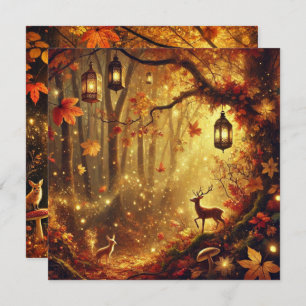 Printable Whimsical Autumn Golden Forest Scrapbook Invitation