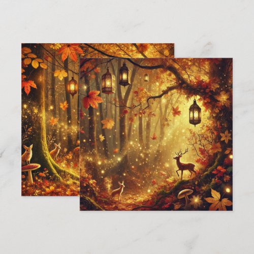 Printable Whimsical Autumn Golden Forest Scrapbook Invitation