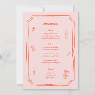 Printable Whimsical Hand Drawn Fun Retro Wedding Invitation