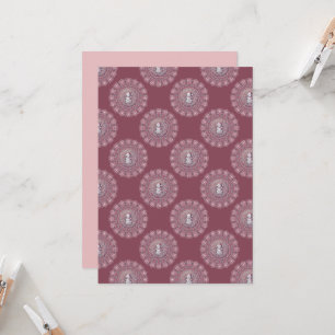 Printable Whimsical Pink Snowman Polka Dot Mandala Invitation