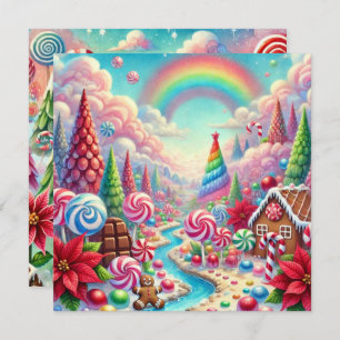 Printable Whimsical Poinsettia Candyland Scrapbook Invitation