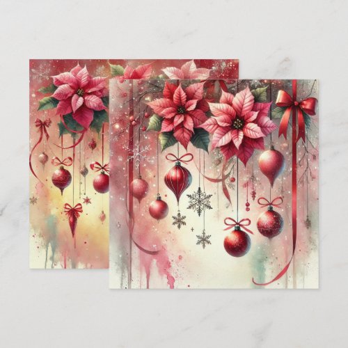 Printable Whimsical Poinsettia Christmas Ornaments Invitation
