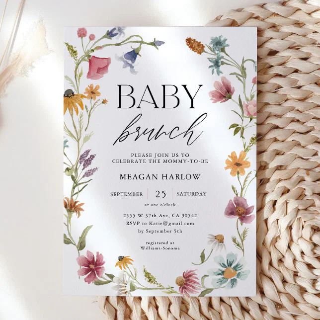 Printable Wildflower Floral Baby Brunch Invitation | Zazzle