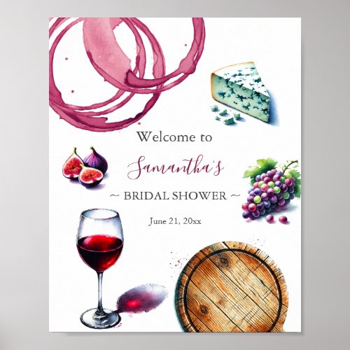 Printable Wine  Cheese Bridal Shower Welcome Sign