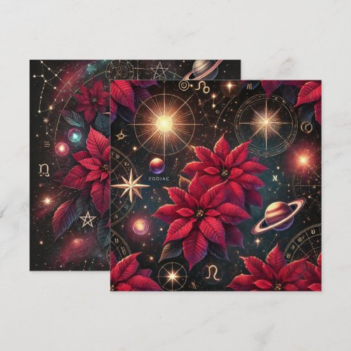 Printable Witchy Celestial Poinsettia Scrapbook Invitation