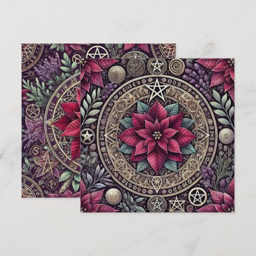 Printable Witchy Poinsettia Mandala Scrapbook Invitation
