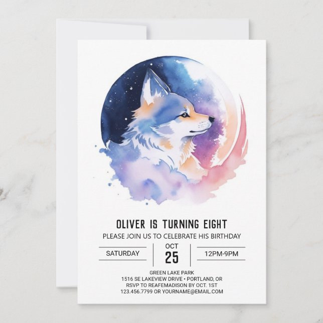 Printable Wolf Birthday Invitation (Front)