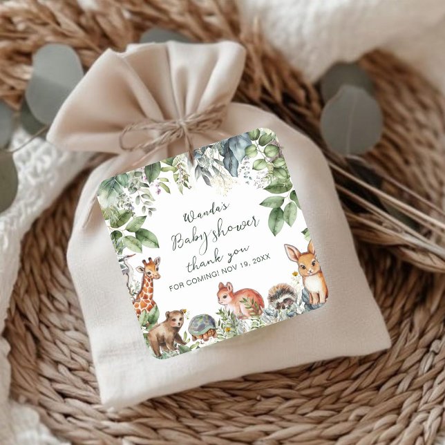 Printable Woodland Baby Shower Thank You  Square Sticker (Creator Uploaded)