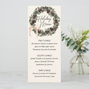 Printable Wreath Holiday Menu Invitation