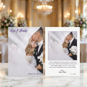 Printed 3D Effect Lavender Calligraphy Thank You Card