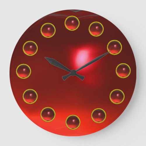 PRINTED 3D RED RUBY GEMSTONES LARGE CLOCK