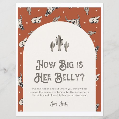 Printed 8x10 Western How Big is Her Belly Sign