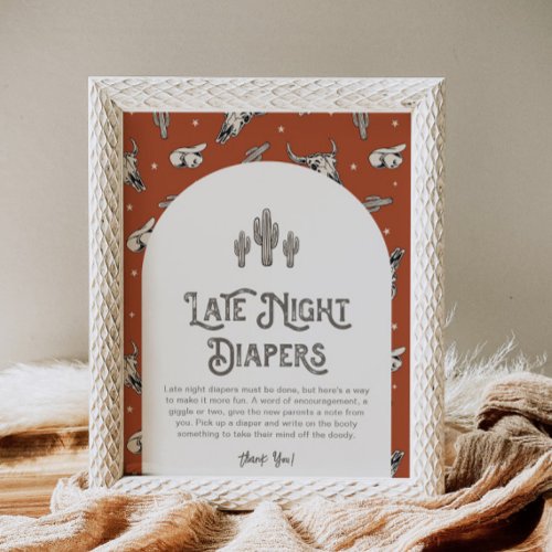 Printed 8x10 Western Late Night Diapers Sign