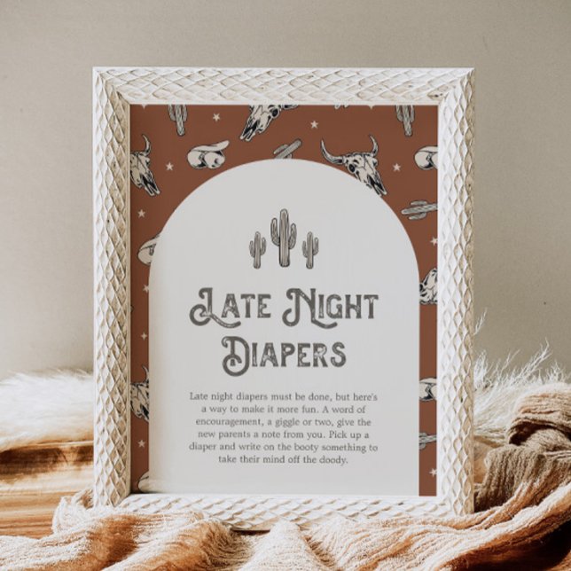 Printed 8x10 Western Late Night Diapers Sign (Creator Uploaded)