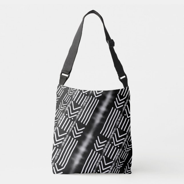 Printed African Black Mud Cloth Design Tote Bag (Front)
