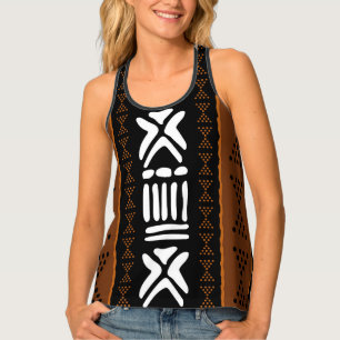 Printed African Bogolan Mudcloth Design Tank Top