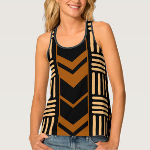 Printed African Bogolan Mudcloth Design Tank Top
