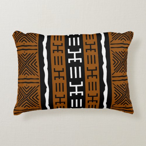 Printed African Mud Cloth Design Tote Bag Accent Pillow