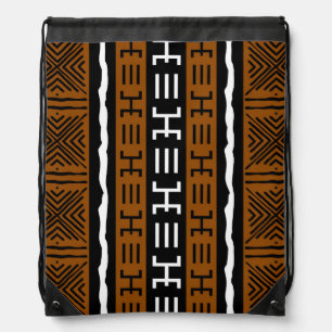 Printed African Mudcloth Drawstring Backpack