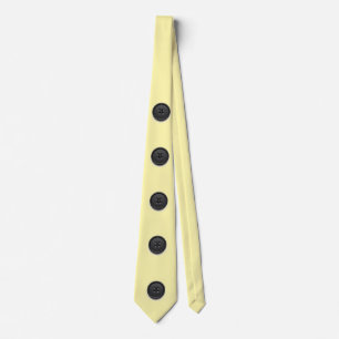 Printed black button design-cream  neck tie