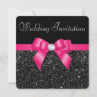 Printed Black Sequins and Hot Pink Bow Wedding