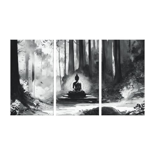 Printed Black White Buddha wall arts Canvas Print