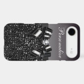 Printed Black & White Sequins, Bow & Diamond Case-Mate iPhone Case (Back (Horizontal))
