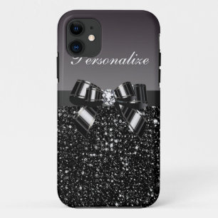 Printed Black & White Sequins, Bow & Diamond iPhone 11 Case