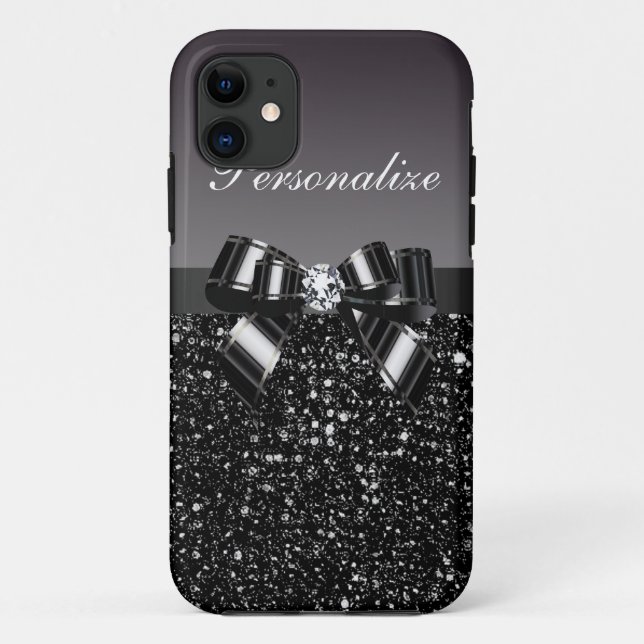 Printed Black & White Sequins, Bow & Diamond Case-Mate iPhone Case (Back)