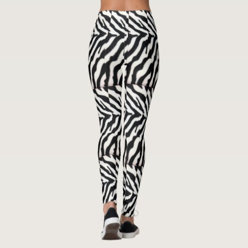 PRINTED BLACK WHITE ZEBRA SKIN LEGGINGS