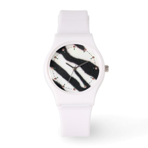 PRINTED BLACK WHITE ZEBRA SKIN WATCH