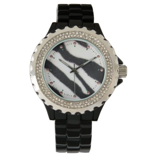 PRINTED BLACK WHITE ZEBRA SKIN WATCH