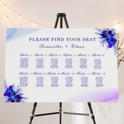Printed  Blue Orchid Chart Foam Wedding  Foam Board