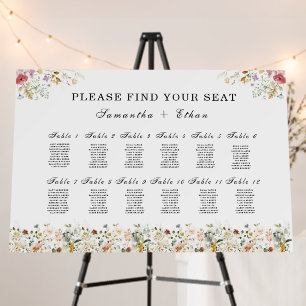 Printed Boho Wildflower Chart Foam Wedding Board
