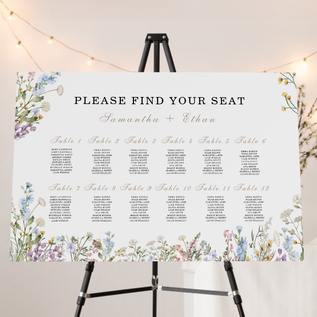 Printed Boho Wildflower Chart Foam Wedding Foam Bo Board (In Situ (Stand))