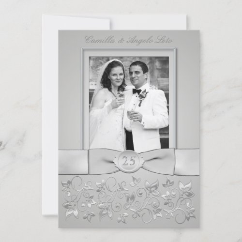 PRINTED BOW 25th Wedding Anniversary Photo Invite