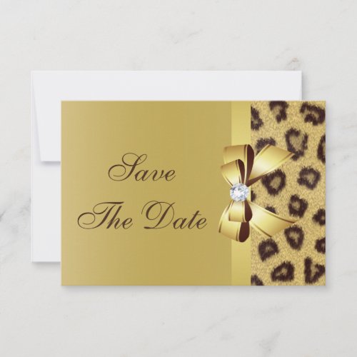 Printed Bow Diamond  Leopard Print Save the Date