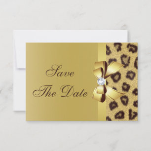 Printed Bow, Diamond & Leopard Print Save the Date